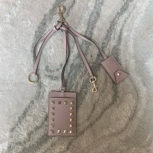 New Valentino Rockstud cardholder keychain poudre